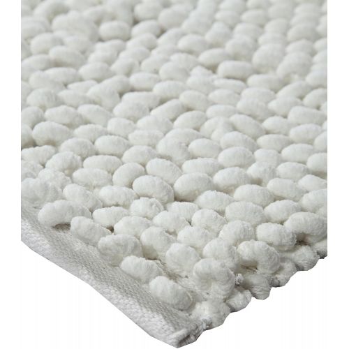  Bath Rug - Saffron Fabs Cotton and Microfiber handloom, 50x30 Inches, Color White, GSF 200, Pattern Bubbles