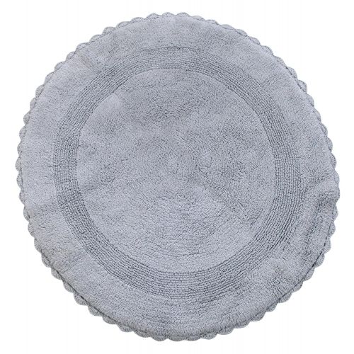  Bath Rug - Saffron Fabs 100% Soft Cotton, 36 Inches Round, Color Silver Gray, GSF 200, Pattern Crochet Lace