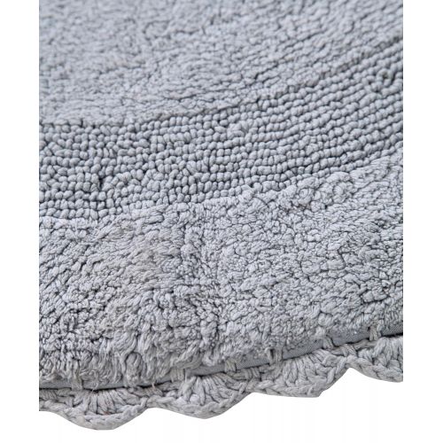  Bath Rug - Saffron Fabs 100% Soft Cotton, 36 Inches Round, Color Silver Gray, GSF 200, Pattern Crochet Lace