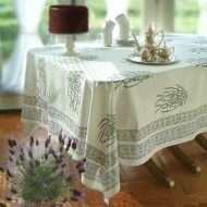 Saffron Marigold Lavender Dreams ~ French Provencal White Country Table Cloth 70x120