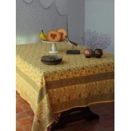 Saffron Marigold Waltz of the Vines~ Yellow Floral Summer Cotton Beach Tablecloth 70x108