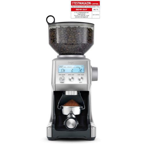  Sage Appliances SAGE SCG820 the Smart Grinder Pro Kaffeemuehle mit LCD-Anzeige fuer Press- oder Filterkaffee, Gebuersteter Edelstahl