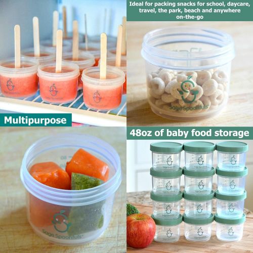  [아마존베스트]Sage Spoonfuls Big Batch Storage Set, 4 Ounce (Pack of 12)