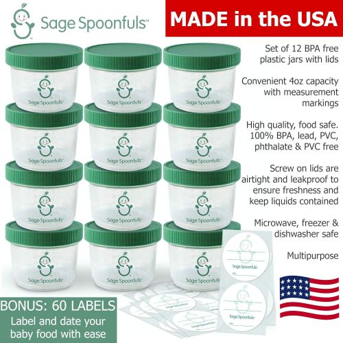  [아마존베스트]Sage Spoonfuls Big Batch Storage Set, 4 Ounce (Pack of 12)