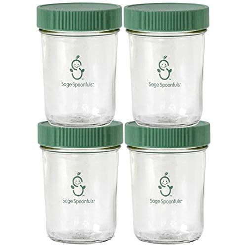 Sage Spoonfuls Glass Baby Food Storage Containers | 8oz Baby Food Jars & Lids | Freezer Storage | Reusable Glass Baby Food Jars | Multipurpose | Microwave, Freezer & Dishwasher Safe | for Babies