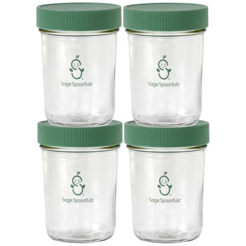  Sage Spoonfuls Glass Baby Food Storage Containers | 8oz Baby Food Jars & Lids | Freezer Storage | Reusable Glass Baby Food Jars | Multipurpose | Microwave, Freezer & Dishwasher Safe | for Babies