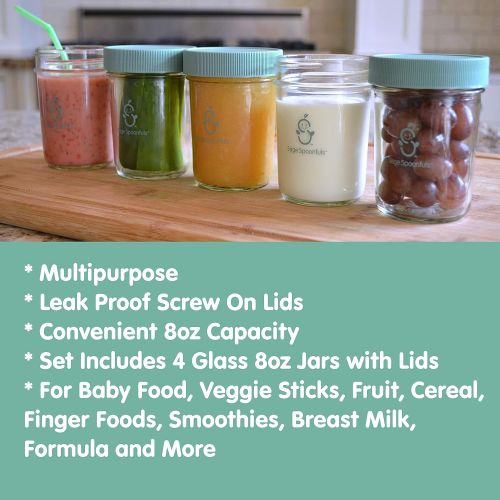  Sage Spoonfuls Glass Baby Food Storage Containers | 8oz Baby Food Jars & Lids | Freezer Storage | Reusable Glass Baby Food Jars | Multipurpose | Microwave, Freezer & Dishwasher Safe | for Babies