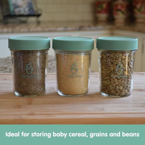  Sage Spoonfuls Glass Baby Food Storage Containers | 8oz Baby Food Jars & Lids | Freezer Storage | Reusable Glass Baby Food Jars | Multipurpose | Microwave, Freezer & Dishwasher Safe | for Babies