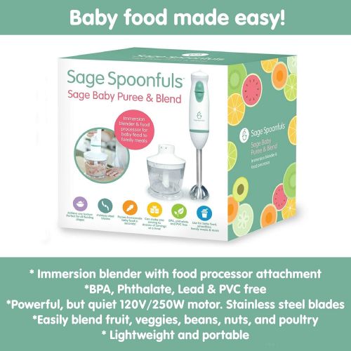  Sage Spoonfuls Baby Food Maker | Baby Food Immersion Blender & Food Processor | Blends Baby Food In Seconds | Portable | Stainless Steel Blades | BPA, Phthalate, Lead & PVC Free | Baby, Toddler &