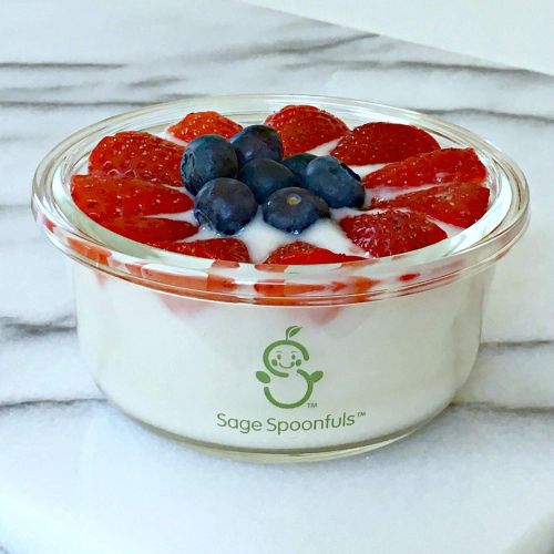  Sage Spoonfuls Glass Baby Food Storage Jars | Stronger Than Regular Glass | Set of 4 Bowls with Snap Lids | 7oz | BPA, Lead, Phthalate & PVC Free | Leak Proof, Airtight | Freezer, Microwave, Oven