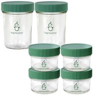 Sage Spoonfuls Glass Baby Food Storage Containers | 4 Glass 4oz & 2 Glass 8oz Baby Food Jars & Lids | 30 Labels | Freezer Storage | Reusable Glass Baby Food Jars | Microwave & Dishwasher Safe | f