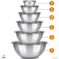 [아마존 핫딜]  [아마존핫딜]Sagler mixing bowls - mixing bowl Set of 6 - stainless steel mixing bowls - Polished Mirror kitchen bowls - Set Includes ¾, 2, 3.5, 5, 6, 8 Quart - Ideal For Cooking & Serving - Easy to c