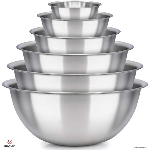  [아마존 핫딜]  [아마존핫딜]Sagler mixing bowls - mixing bowl Set of 6 - stainless steel mixing bowls - Polished Mirror kitchen bowls - Set Includes ¾, 2, 3.5, 5, 6, 8 Quart - Ideal For Cooking & Serving - Easy to c