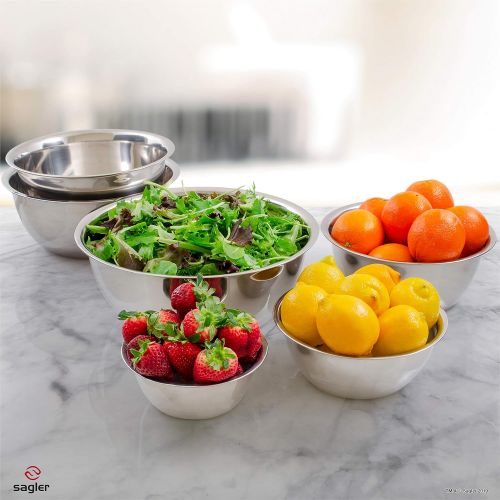  [아마존 핫딜]  [아마존핫딜]Sagler mixing bowls - mixing bowl Set of 6 - stainless steel mixing bowls - Polished Mirror kitchen bowls - Set Includes ¾, 2, 3.5, 5, 6, 8 Quart - Ideal For Cooking & Serving - Easy to c