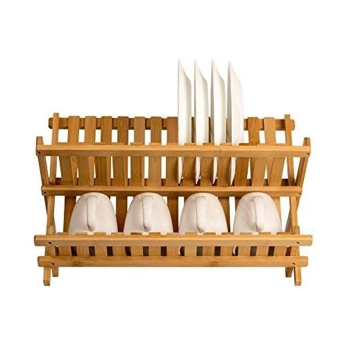  Sagler wooden dish rack plate rack Collapsible Compact dish drying rack Bamboo dish drainer