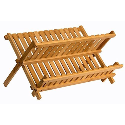  Sagler wooden dish rack plate rack Collapsible Compact dish drying rack Bamboo dish drainer