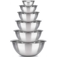 Sagler mixing bowls - mixing bowl Set of 6 - stainless steel mixing bowls - Polished Mirror kitchen bowls - Set Includes ¾, 2, 3.5, 5, 6, 8 Quart - Ideal For Cooking & Serving - Easy to c