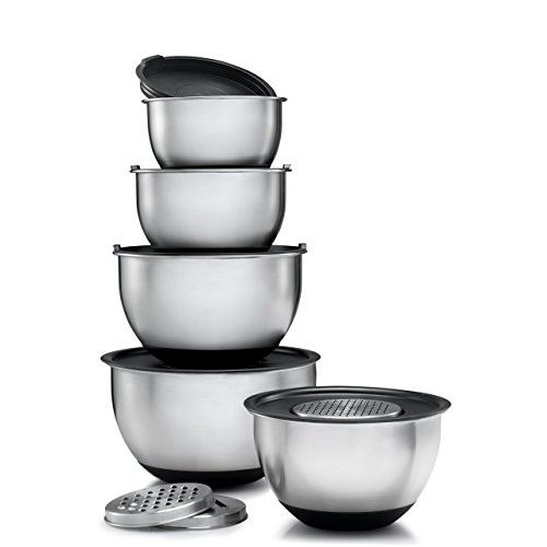  Sagler Stainless Steel Mixing Bowls Set of 5, with Lids and 3 kind of graters: Kitchen & Dining