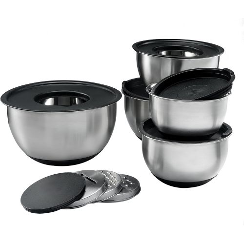  Sagler Stainless Steel Mixing Bowls Set of 5, with Lids and 3 kind of graters: Kitchen & Dining
