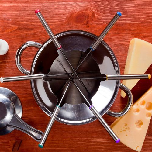  [아마존베스트]Set of 12 Stainless Steel Fondue Forks 9.5 - Color Coding Cheese Fondue Forks with Heat Resistant Handle for Chocolate Fountain Cheese Fondue Roast Marshmallows by Sago Brothers