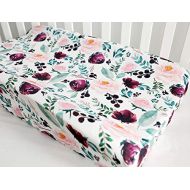 Sahaler Baby Girls Boy Crib Bedding Changing Pad Cover Changing Table Pads (Pink Wine Floral)