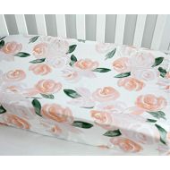 Sahaler Baby Girls Boy Crib Bedding Changing Pad Cover Changing Table Pads (Blush Watercolor)