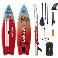 Sail Fin Wasteland Inflatable Stand-Up Paddle Board Double Layer, 9 Long, 30 Wide, 5 Thick - Durable and Lighweight, Includes: Dual Action Pump, Backpack, Leash and Paddle