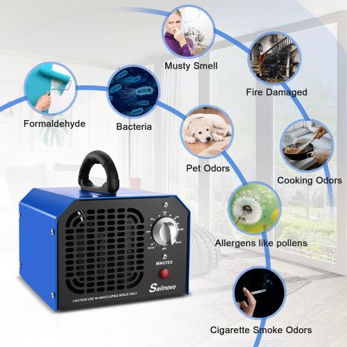  [아마존베스트]Sailnovo Ozone Generator, 6,000 mg/h Industrial Ozone Generator, Odour Killer, Ozone Air Purifier, Ozone Device with Timer for Rooms, Smoke, Cars, Pets, All Room Sizes