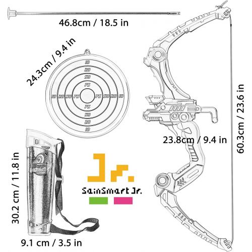  SainSmart Jr. Kids Bow and Arrows, Light Up Archery Set for Kids Outdoor Hunting Game with 5 Durable Suction Cup Arrows, Luminous Bow and Sighting Device, Green