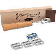 Saint Germain Bakery SAINT GERMAIN Premium Hand Crafted Bread Lame for Dough Scoring Knife, Lame Bread Tool for Sourdough Bread Slashing with 10 Blades Included with Replacement with Authentic Leather