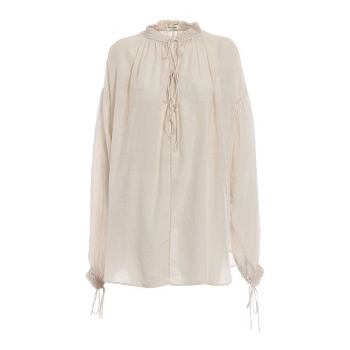 생로랑 Saint Laurent Laces detailed silk blend tunic