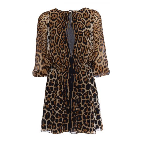 생로랑 Saint Laurent Animal print silk short dress