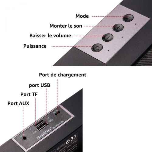  Saiyin Sineaudio Soundbar Speaker, Bluetooth PC Soundbar with Stereo Audio Soundbars for Computers, Monitors, Desktop Laptops, Tablets, Smartphones, TV Speakers of 15 Inches, Microphone