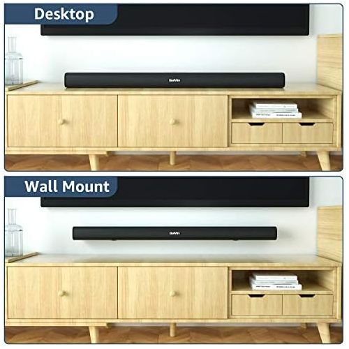  Soundbar for TV Devices with Built in Subwoofers, Saiyin TV Speaker, 80W Wired and Wireless 36 Inch Bluetooth Sound System for TV Optical/Aux/RCA Connection, Wall Mounting