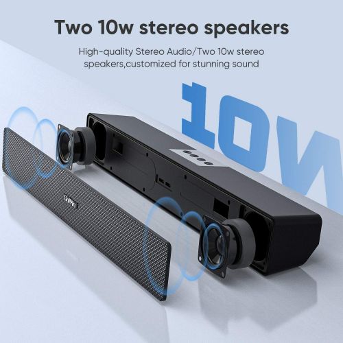  Computer Speaker, Saiyin PC Speaker Soundbar 20W Powerful Stereo Mini Soundbar Speaker for Desktop Computer, PC, Laptop, Monitor, Tablet, Projector, Smartphone