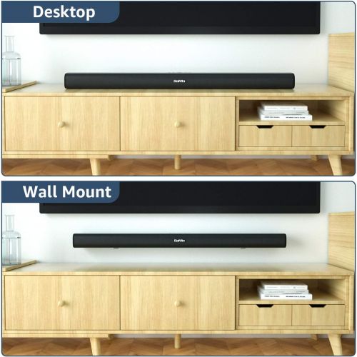  Soundbar for TV Devices with Built in Subwoofers, Saiyin TV Speaker, 80W Wired and Wireless 36 Inch Bluetooth Sound System for TV Optical/Aux/RCA Connection, Wall Mounting