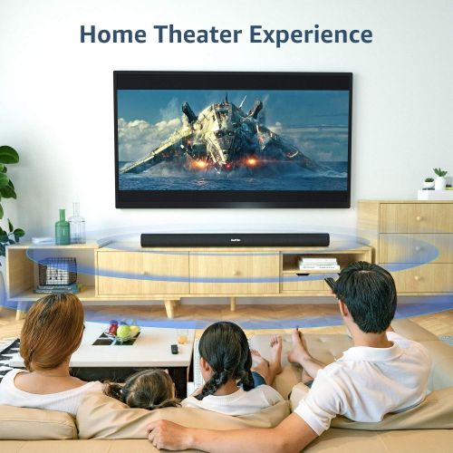  Soundbar for TV Devices with Built in Subwoofers, Saiyin TV Speaker, 80W Wired and Wireless 36 Inch Bluetooth Sound System for TV Optical/Aux/RCA Connection, Wall Mounting