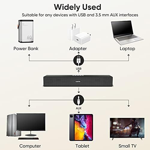  [아마존베스트]Saiyin PC Soundbar Computer Speaker USB Powered 16W 11 Inch for Desktop Computer PC Laptop Plug and Play