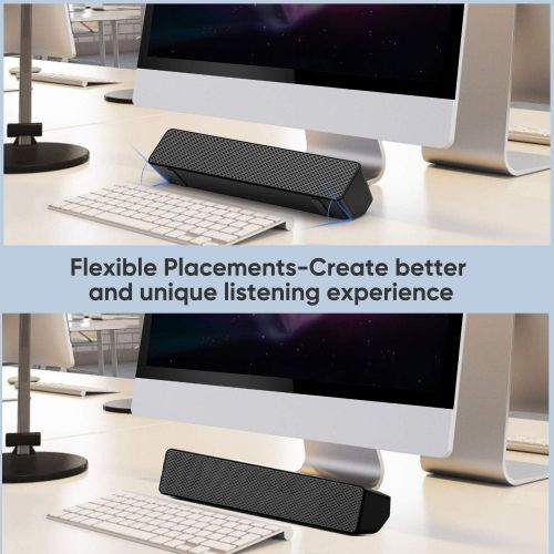  [아마존베스트]Saiyin PC Soundbar Computer Speaker USB Powered 16W 11 Inch for Desktop Computer PC Laptop Plug and Play