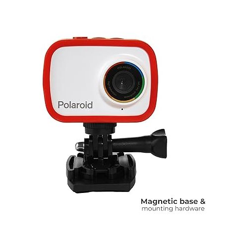  Polaroid Sport Action Camera 720p 12.1mp, Waterproof Camcorder Video Camera with Built in Rechargeable Battery and Mounting Accessories, Action Cam for Vlogging, Sports, Traveling