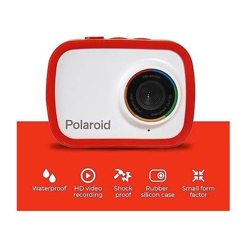  Polaroid Sport Action Camera 720p 12.1mp, Waterproof Camcorder Video Camera with Built in Rechargeable Battery and Mounting Accessories, Action Cam for Vlogging, Sports, Traveling