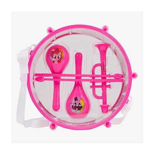  Sakar My Little Pony Six Piece Kids Drum Kit Musical My Little Pony Toys, Drum Set for Kids Music & Education, Comes with 4 Kids Instruments, 2 Drum Sticks, Bonus Toy Strap for Drums