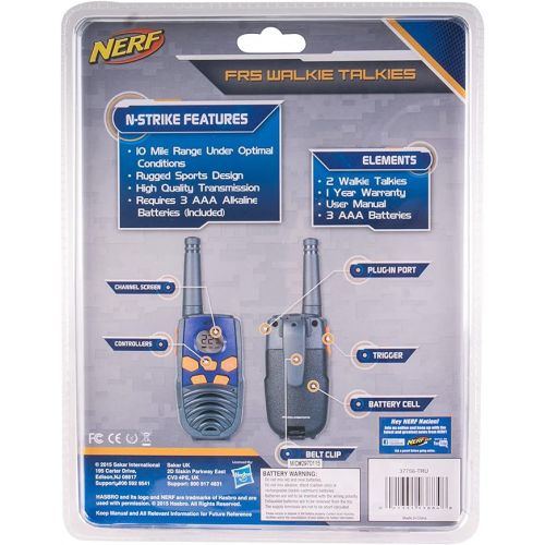  NERF 10 Mile Walkie Talkies Set 37756 | Delivers Transmission with 10 Mile Communication Range, Flexible Safety Antenna & Morse Code with On/Off Switch (Orange & Black)