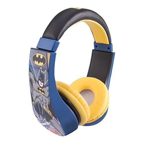  [아마존베스트]Batman 30382 Kid Safe Over the Ear Headphone with Volume Limiter, w/Volume Limiter, 3.5MM Stereo Jack, Padded, Bat Man Blue Black & Yellow Super Hero by Sakar, Black/ Yellow