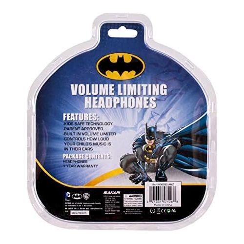  [아마존베스트]Batman 30382 Kid Safe Over the Ear Headphone with Volume Limiter, w/Volume Limiter, 3.5MM Stereo Jack, Padded, Bat Man Blue Black & Yellow Super Hero by Sakar, Black/ Yellow