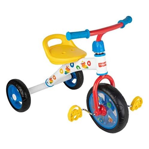  Fisher-Price 3-Wheeled Tricycle ACTBIKE-281FP | Rock-A-Stack Trike, Perfect Beginner Tricycle, Soft Rubber Handles, Wide Adjustable Seat, with Moving Balls Inside Front Wheel (Whit
