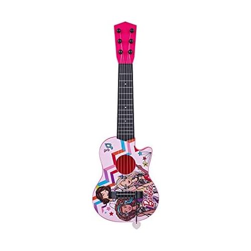 바비 Barbie 21 Kids Guitar Toy GT1-01371 | Inspired Design, Easy-to-Hold, Thin Frets and Low String, Traditional Acoustic Guitar Shape, Secret Stickers, Real Tuning Gears
