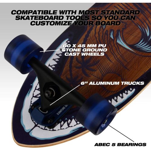  Sakar Tony Hawk 34 Complete Cruiser Skateboard, Cool Graphic Longboard, Great Option for Travel, Sport and Entertainment