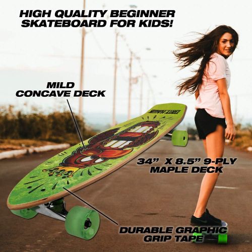  Sakar Tony Hawk 34 Complete Cruiser Skateboard, Cool Graphic Longboard, Great Option for Travel, Sport and Entertainment