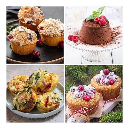  Sakolla Silicone Muffin Molds 12 Cup Silicone Cupcake Baking Pan Non-stick Muffin Molds for Cake, Muffin, Tart, Bread